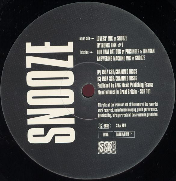 Snooze : Your Consciousness Goes Bip (12")