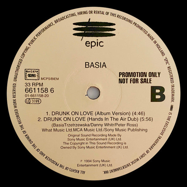 Basia : Drunk On Love (12", Promo)