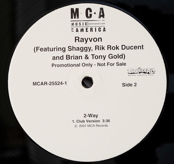 Rayvon Featuring Shaggy, Ricardo "Rik Rok" Ducent & Brian & Tony Gold : 2-Way (12", Promo)
