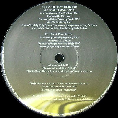 Big Daddy Kane : Hold It Down / Uncut Pure (12")