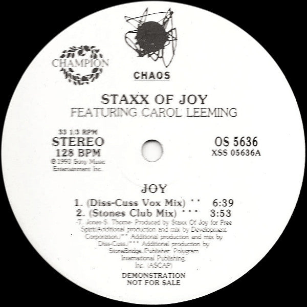 Staxx Of Joy* : Joy (2x12", Promo)