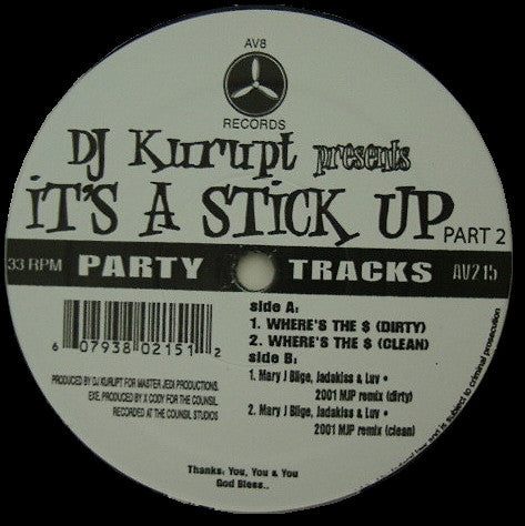 DJ Kurupt : It's A Stick Up Part 2 (12")