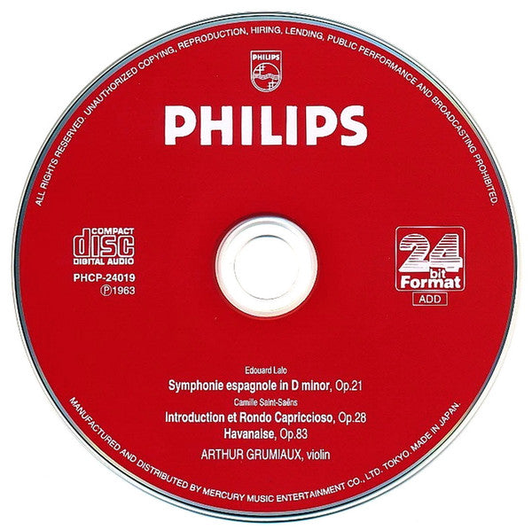 Édouard Lalo / Camille Saint-Saëns, Arthur Grumiaux, Orchestre Des Concerts Lamoureux, Manuel Rosenthal : Symphonie Espagnole / Introduction Et Rondo Capriccioso / Havanaise (CD, Album, Ltd, RE, RM, Car)