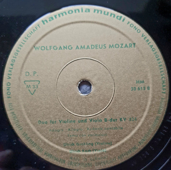 Wolfgang Amadeus Mozart - Ulrich Grehling, Ulrich Koch : Duo G-Dur KV 423 + Duo B-Dur KV 424 (LP)