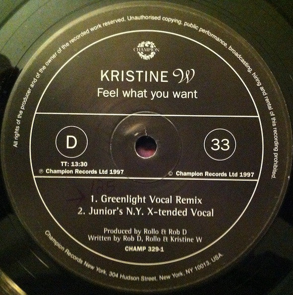 Kristine W : Feel What You Want (2x12")