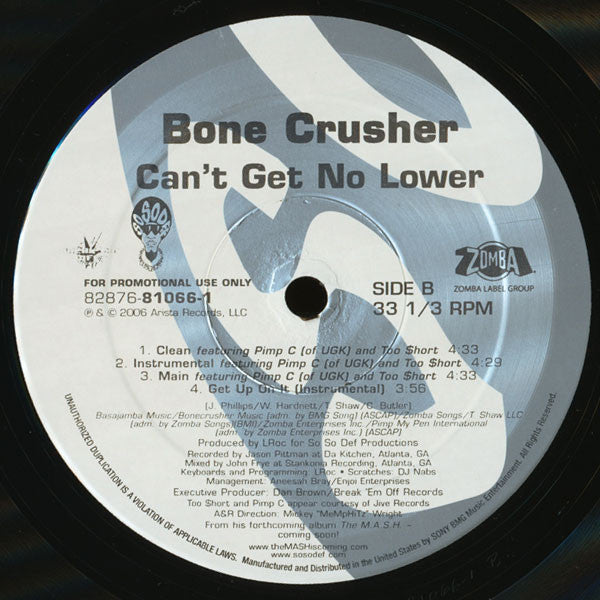 Bone Crusher (2) : Get Up On It (12", Promo)