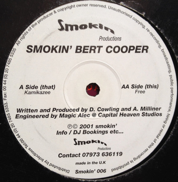 Smokin' Bert Cooper : Kamikaze / Free (12")
