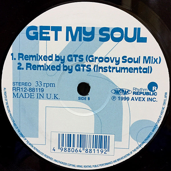 K. (6) : Get My Soul (Remixed By GTS) (12")