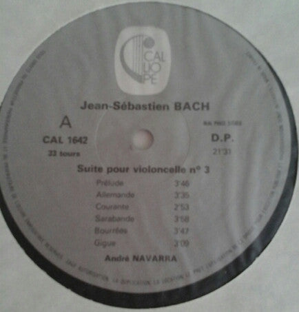 Jean-Sébastien Bach* - André Navarra : Les Suites Pour Violoncelle BWV 1007 A 1012 (3xLP + Box)