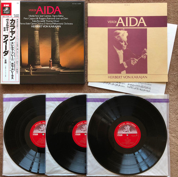 Giuseppe Verdi, Mirella Freni, José Carreras, Agnes Baltsa, Piero Cappuccilli, Ruggero Raimondi, José van Dam, Katia Ricciarelli, Thomas Moser, Wiener Staatsopernchor, Wiener Philharmoniker, Herbert Von Karajan : Aida (3xLP + Box)