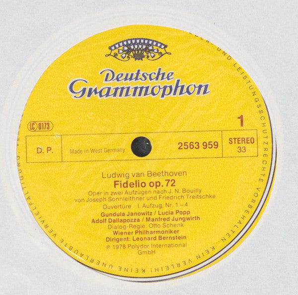 Ludwig van Beethoven - Leonard Bernstein - Wiener Staatsopernchor - Wiener Philharmoniker, Gundula Janowitz, Lucia Popp, René Kollo, Hans Sotin, Dietrich Fischer-Dieskau, Manfred Jungwirth, Adolf Dallapozza : Fidelio (3xLP, Album + Box)