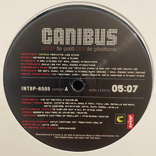 Canibus : AIDS Is Gold HIV Is Platinum (12", Single, Promo)