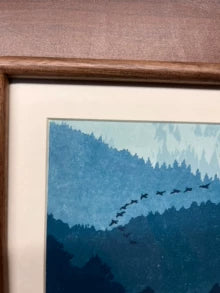 Bowen 空谷 / Empty Valley — Framed Reduction Woodcut