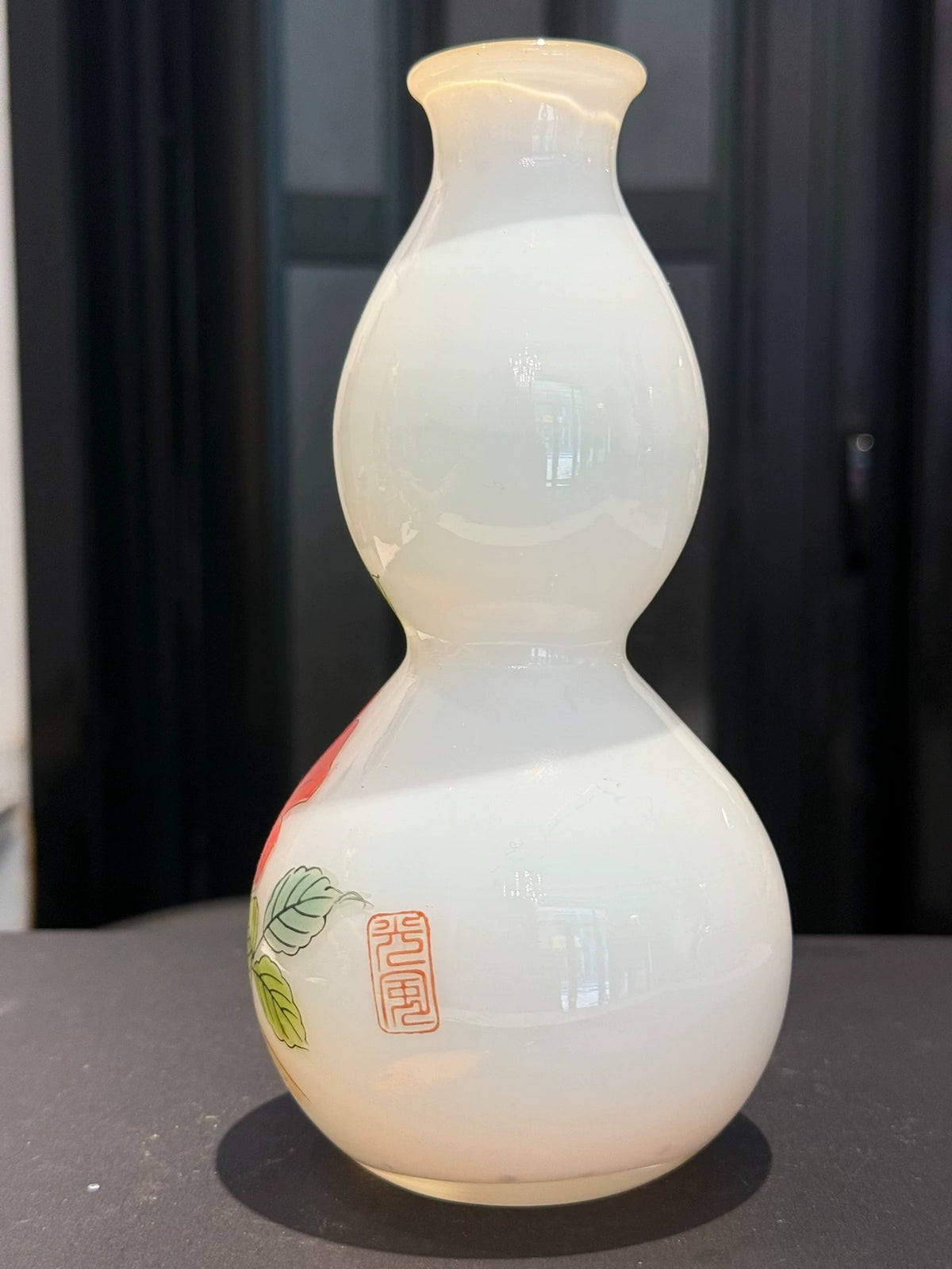 Hand-Painted Floral Glass Gourd Vase 3