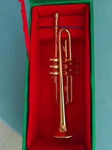 Miniature Metal Trumpet — 12cm Decorative Model