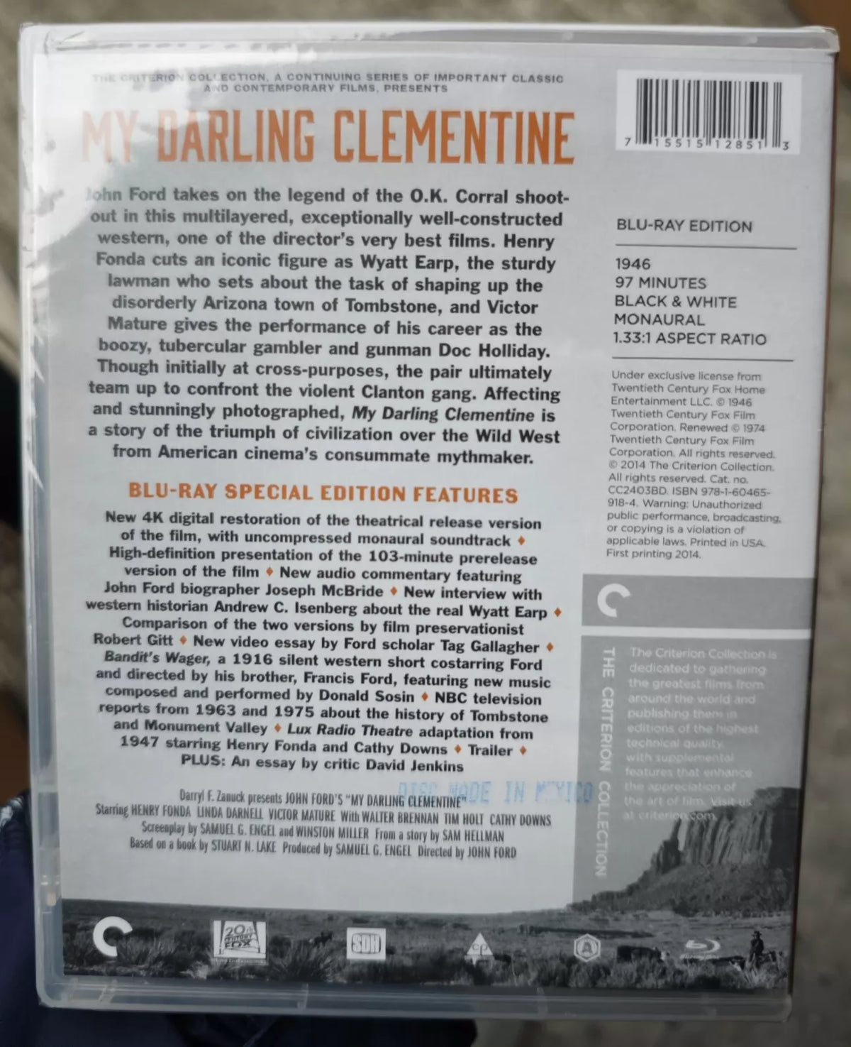 My Darling Clementine – The Criterion Collection (Blu-ray) – source photo 2