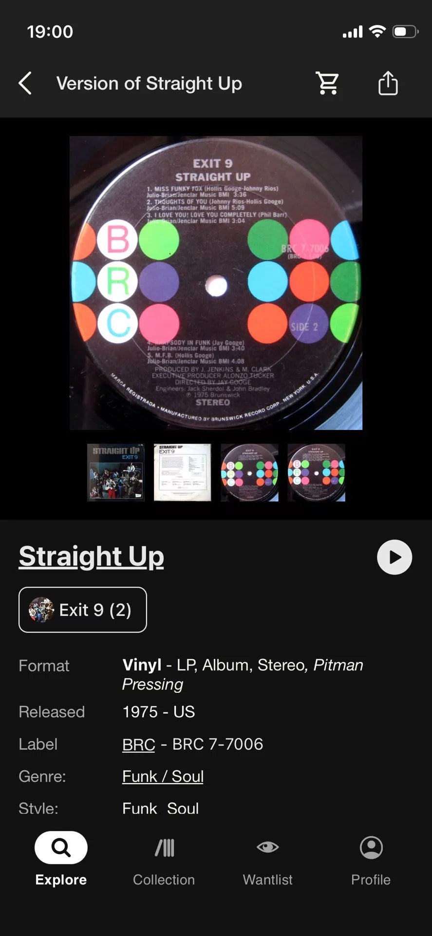 Exit 9 – Straight Up LP US Original Pressing