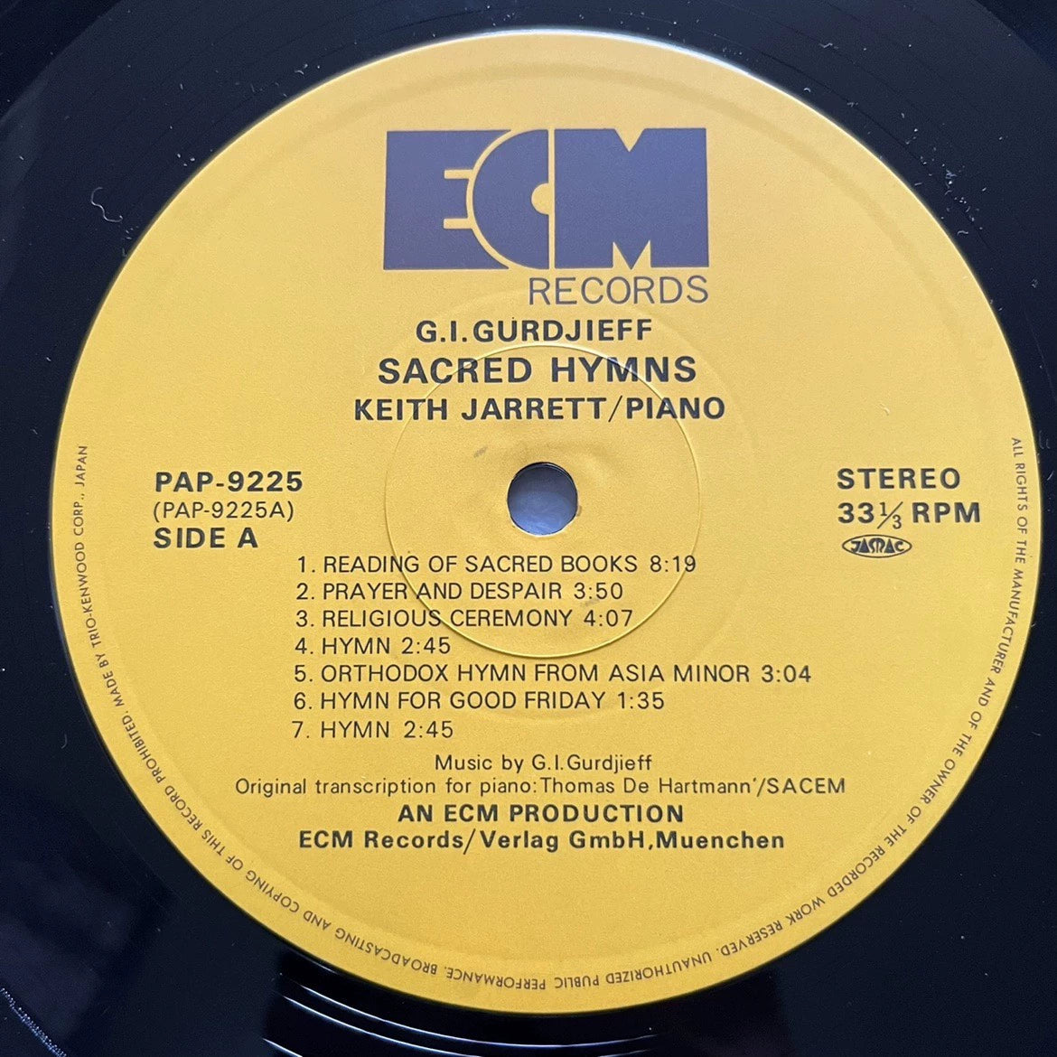 Keith Jarrett – Sacred Hymns – Japanese ECM Vinyl LP — product detail 2