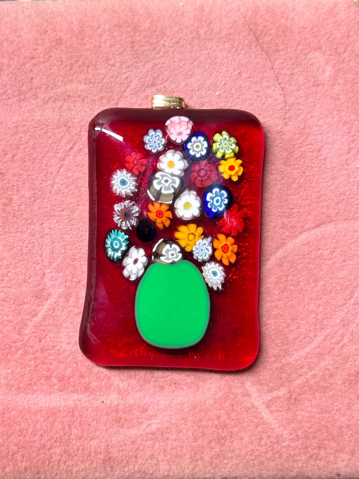 Vintage Red Millefiori Glass Pendant – photo 1