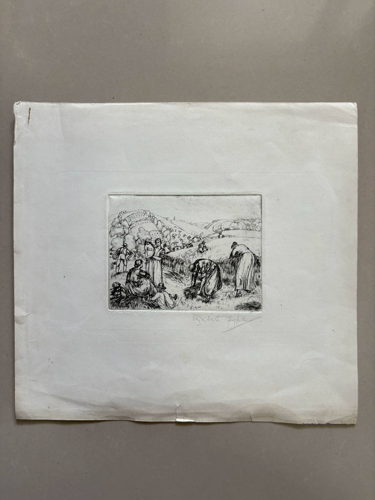 Harvest Workers – Signed Etching on Paper – actual item photograph 5
