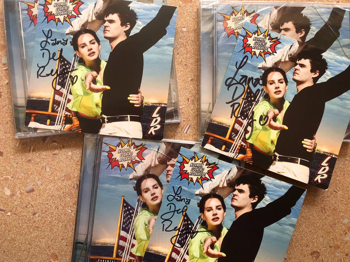 Lana Del Rey NFR signed art cards, heart signatures