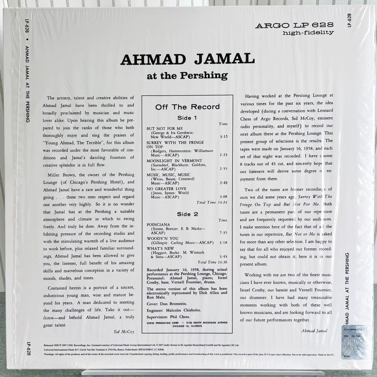 Ahmad Jamal – At the Pershing: But Not for Me – 180g Vinyl LP