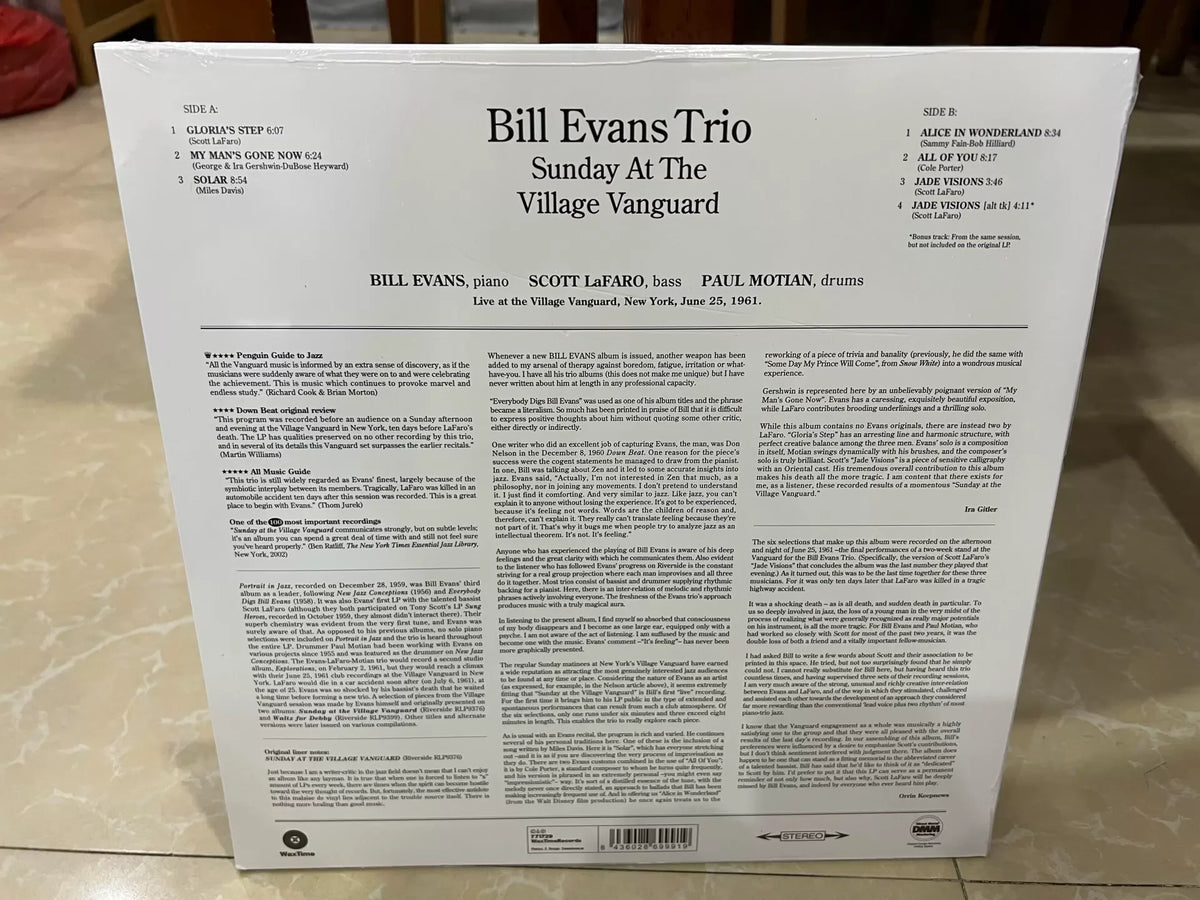 Bill Evans – Sunday at the Village Vanguard – European 180g LP