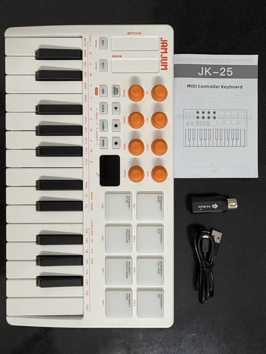 JAMJUM JK-25 – White and Orange MIDI Keyboard