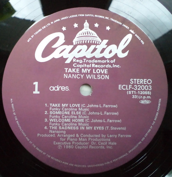 Nancy Wilson : Take My Love (LP, Album)