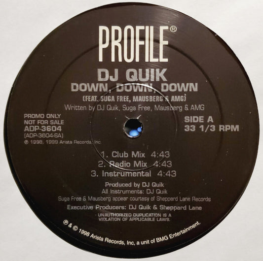 DJ Quik : Down, Down, Down (12", Single, Promo)