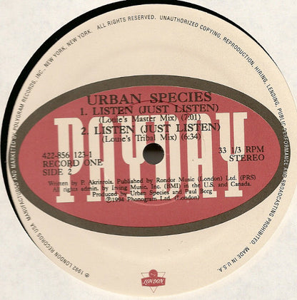 Urban Species Featuring MC Solaar : Listen (2x12", Single)