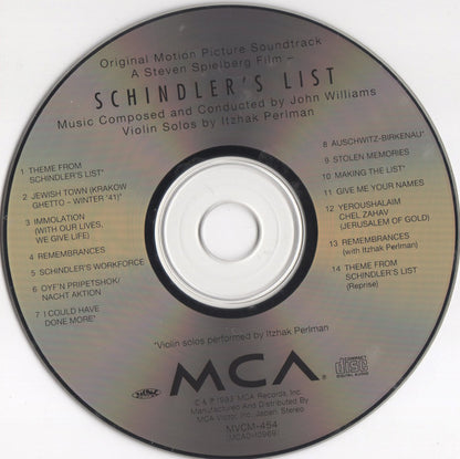 John Williams (4) : Schindler's List (Original Motion Picture Soundtrack) (CD, Album)