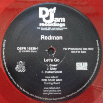 Redman : Let's Go (12", Promo, Red)