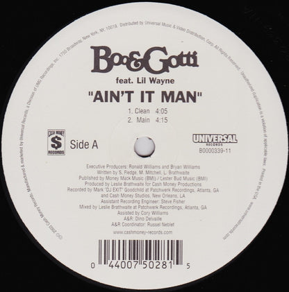 Boo & Gotti Feat. Lil Wayne : Ain't It Man (12")