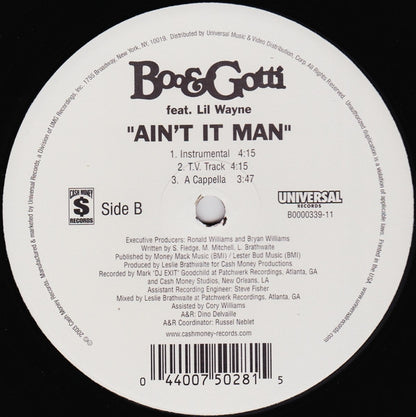 Boo & Gotti Feat. Lil Wayne : Ain't It Man (12")
