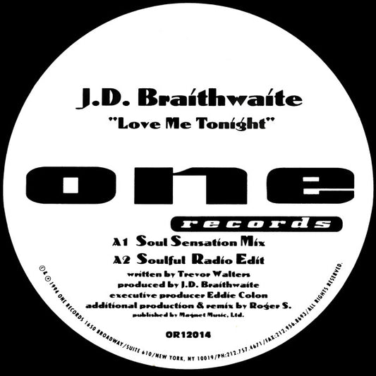 J.D. Braithwaite : Love Me Tonight (12", Whi)