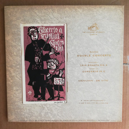 Johann Sebastian Bach, Georg Friedrich Händel, Antonio Vivaldi, Yehudi Menuhin, Gioconda De Vito : Double Concerto / Trio Sonata No. 2 / Concerto In C (LP, Album, Mono)