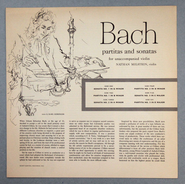 Milstein*, Bach* : Partitas And Sonatas (For Unaccompanied Violin) (3xLP, Mono, Scr + Box)