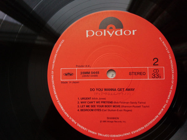 Shannon : Do You Wanna Get Away (LP, Album)