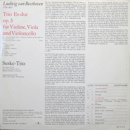 Ludwig van Beethoven, Suske-Trio : Trio Für Violine, Viola Und Violoncello Es-Dur Op. 3 (LP)