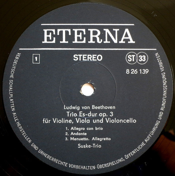 Ludwig van Beethoven, Suske-Trio : Trio Für Violine, Viola Und Violoncello Es-Dur Op. 3 (LP)