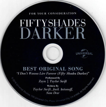 ZAYN (3) | Taylor Swift : I Don't Wanna Live Forever (Fifty Shades Darker) (CD, Single, Promo)