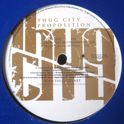 Thug City : Proposition (12", Promo)