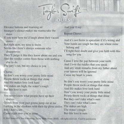 Taylor Swift : Ours (CD, Single, Promo)