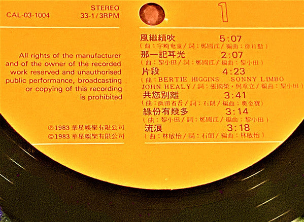 Leslie Cheung : 風繼續吹 (LP, Album)