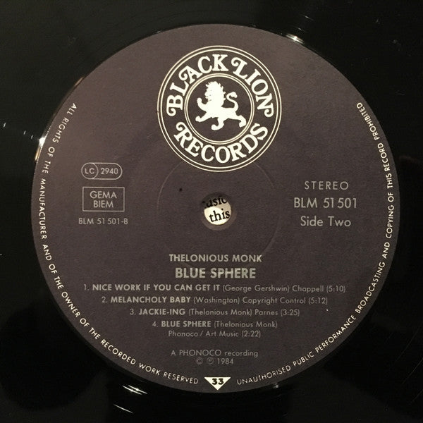 Thelonious Monk : Blue Sphere (LP, RE)