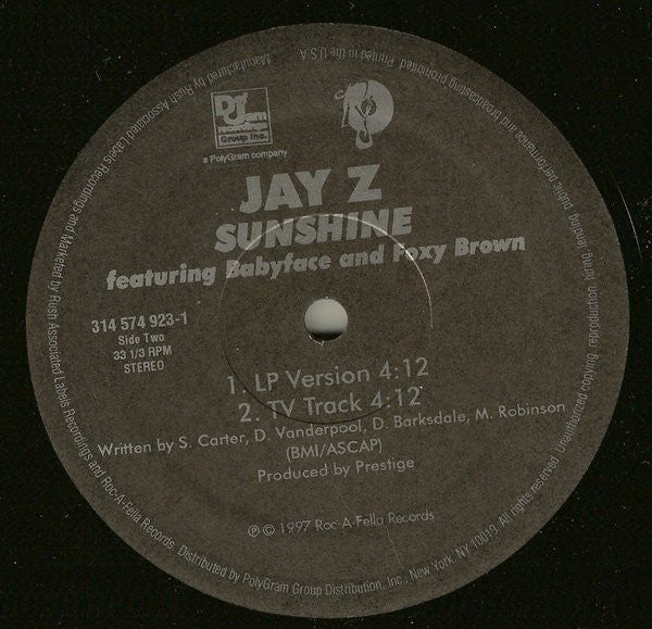 Jay Z* featuring Babyface and Foxy Brown : Sunshine (12", Single)
