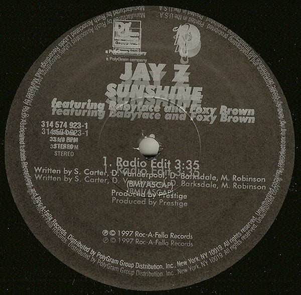 Jay Z* featuring Babyface and Foxy Brown : Sunshine (12", Single)
