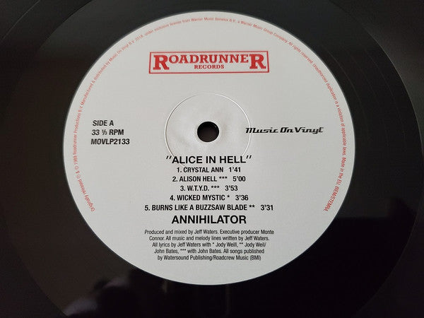 Annihilator (2) : Alice In Hell (LP, Album, RE, 180)