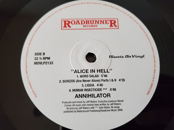 Annihilator (2) : Alice In Hell (LP, Album, RE, 180)